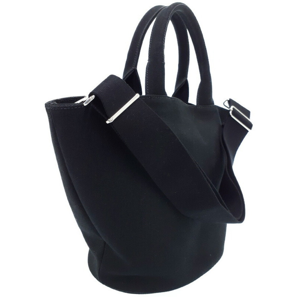 Prada Logo Tote Canapa Bag 2way Canvas Black Print